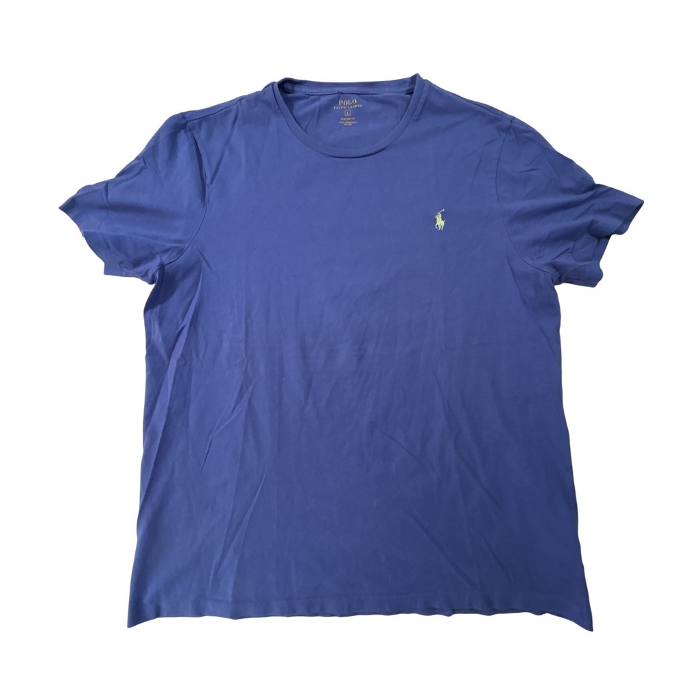Polo Ralph Lauren Mens Custom Fit Crewneck T-Shirt Blue Large RN41381 Cotton Tee